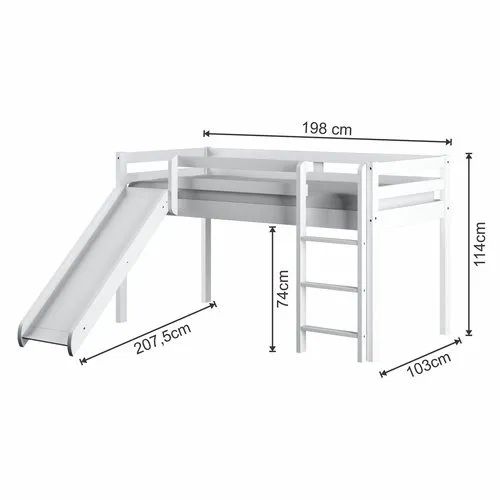 Cama alta infantil com escorregador e escada/MDF 