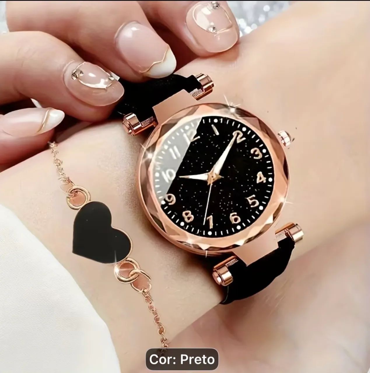 Conjunto de relógio e pulseira formato coração  - Foto 3