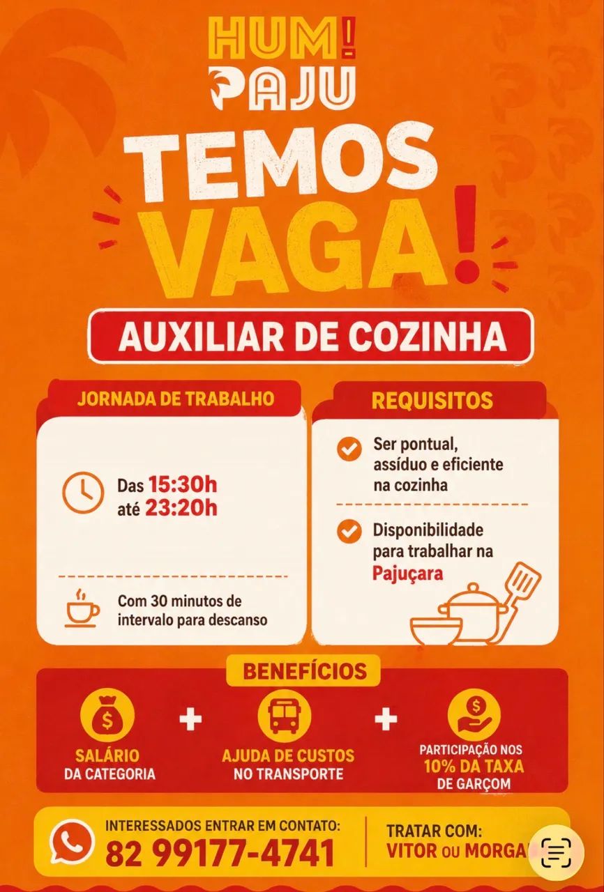 Vaga Auxiliar de cozinha
