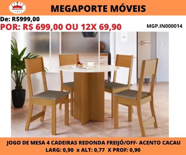 Conjunto Mesa Redonda 4 Cadeiras