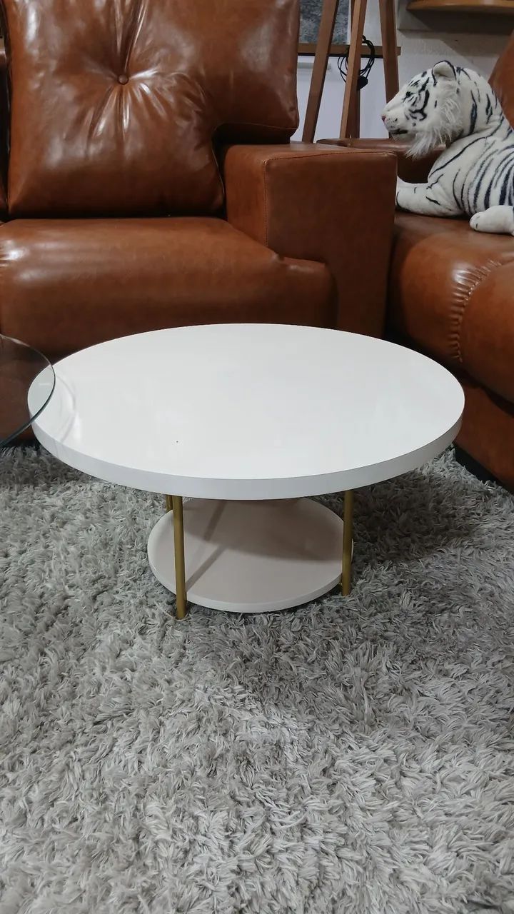 Centro de mesa dupla, 100% MDF e estrutura em aço dourado  - Foto 3