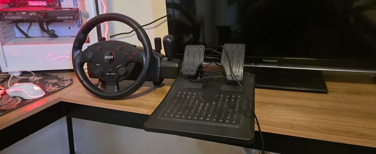 VOLANTE E PEDAL GAMER DAZZ