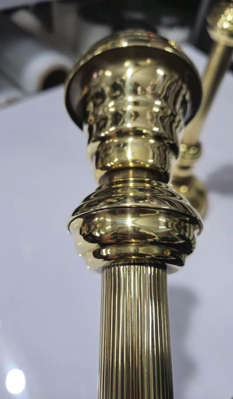 Par castiçal antigos latão dourado  - Foto 4