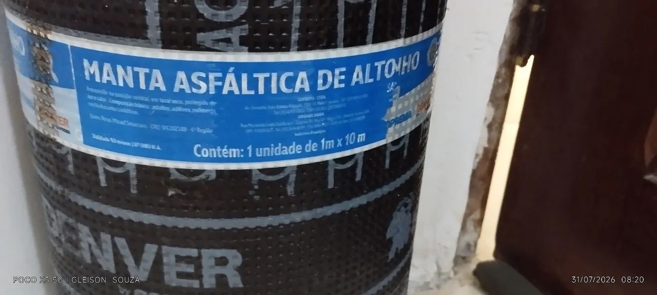 Manta asfáltica 3mm  aplicada a fogo 1m ×10m