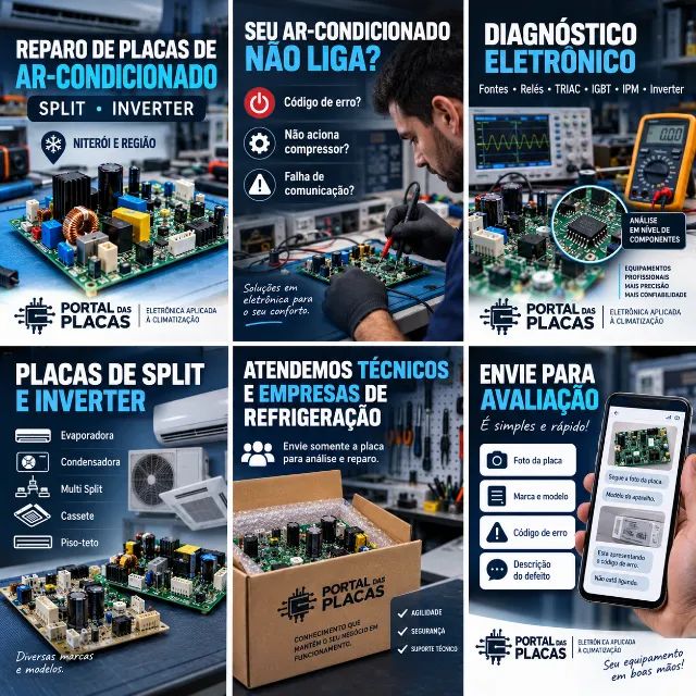 Reparo de Placa de Ar-Condicionado Split e Inverter