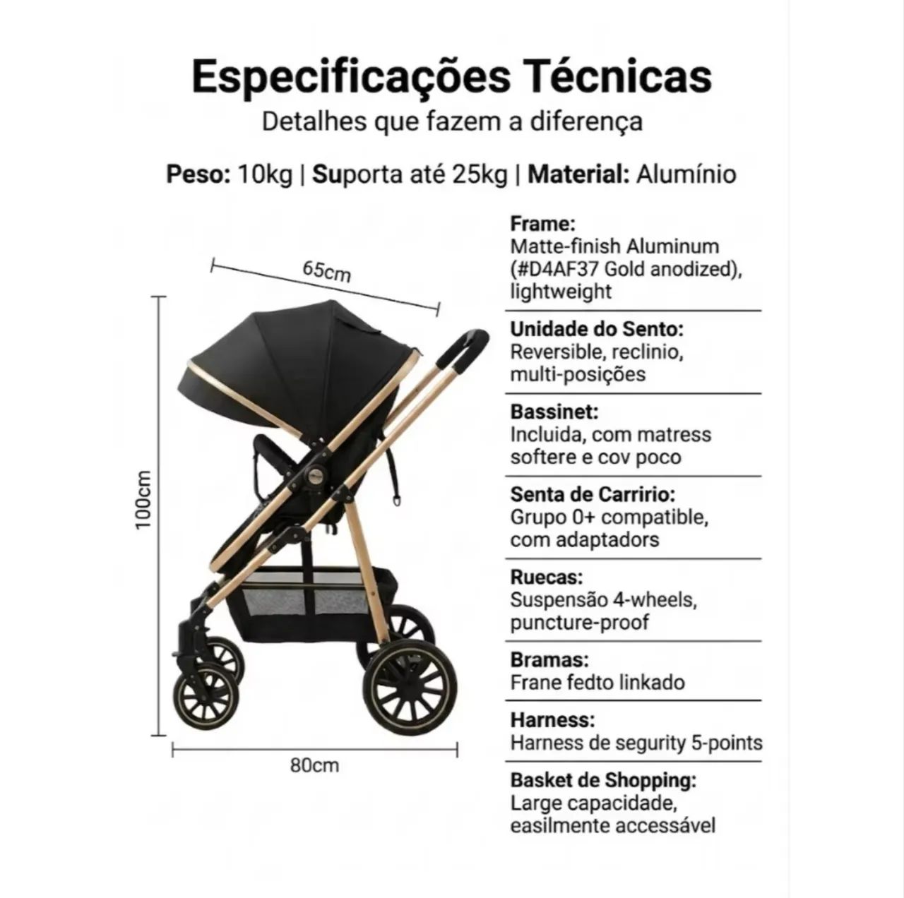 Carrinho de bebê PREMIUM + bebê conforto  - Foto 2
