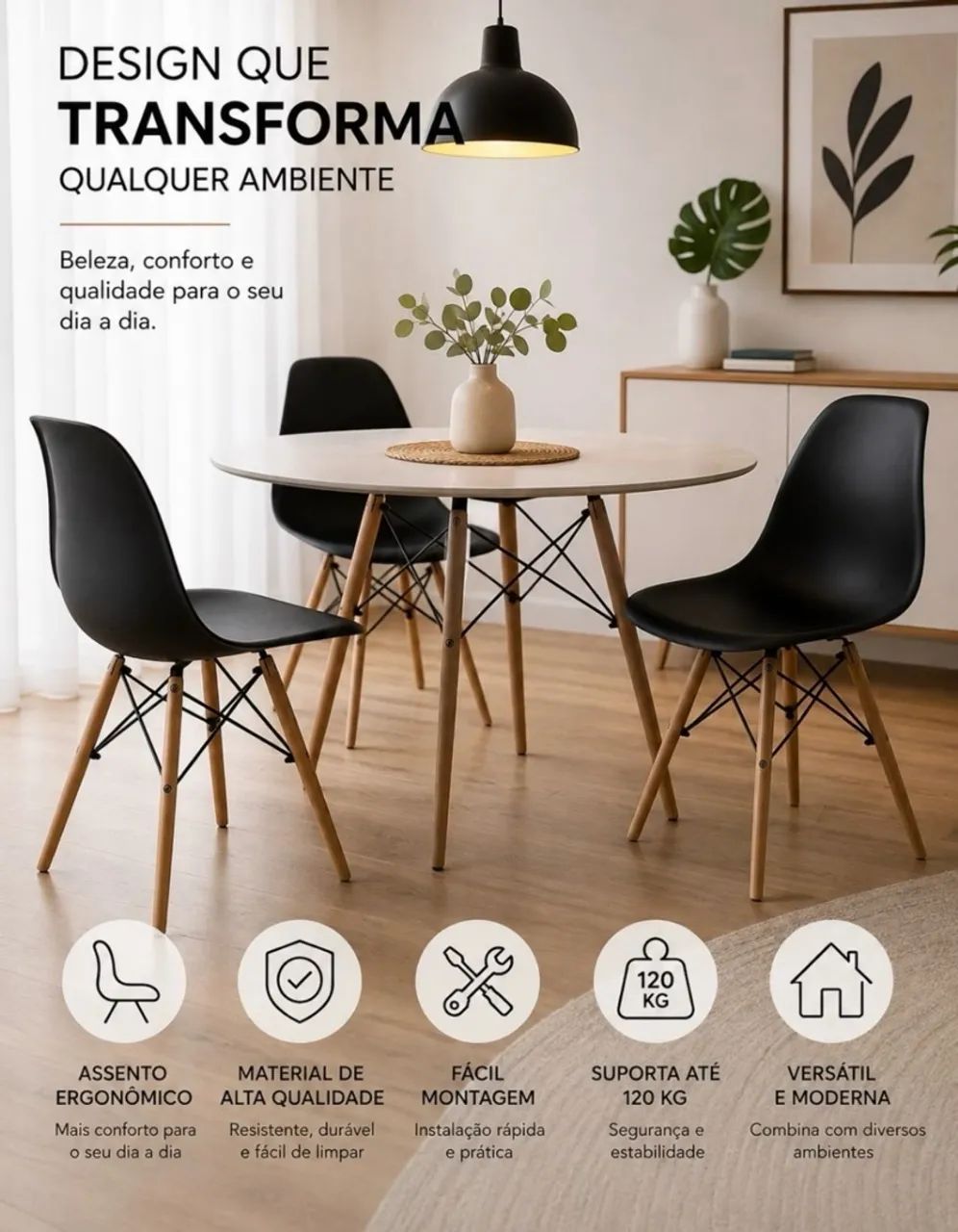 Cadeira Eiffel estilo Eames preta ? Usada ? 4 unidades - Foto 2