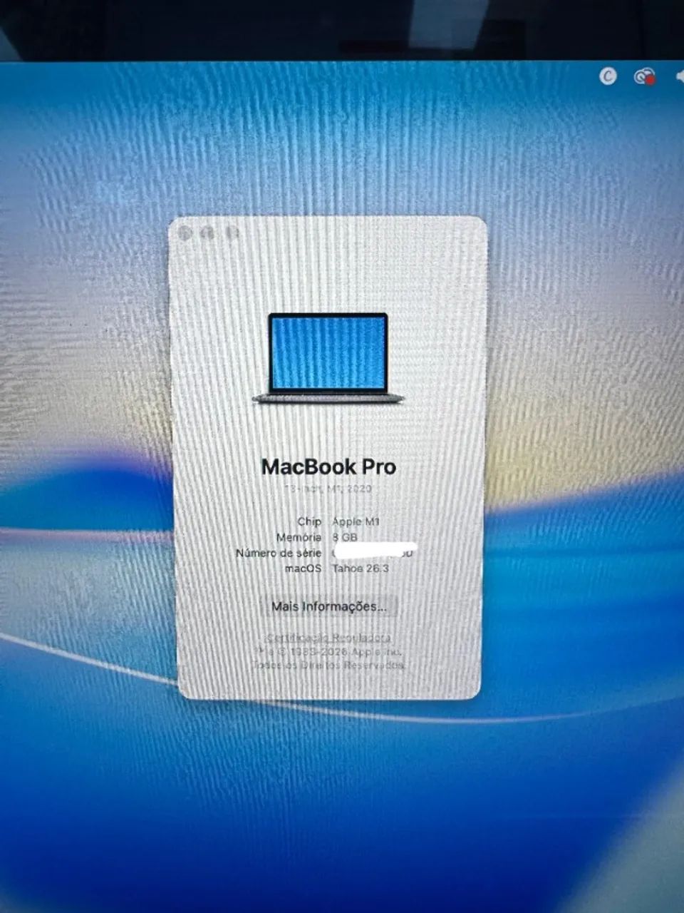 Macbook Pro 2020, 13.3'', Chip M1, 8gb, Ssd-256gb - Touchbar Cinza