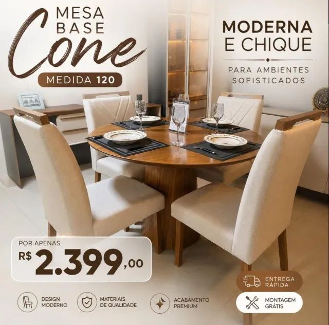 Mesa de Jantar Cone + cadeiras prinesa