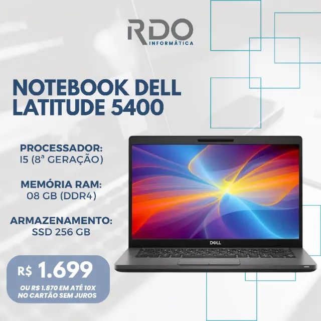 Notebook Dell Latitude 5400 i5 8ª 8GB SSD 256GB - Ideal para trabalhar e estudar!  
