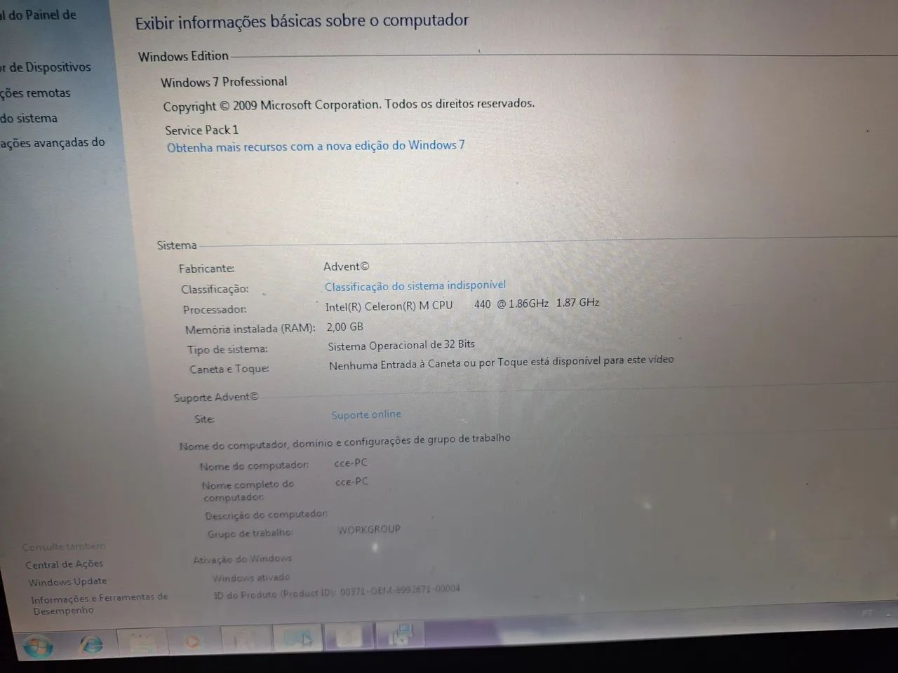 Notebook cce.  Windows 7 .2 gb de ram HD 80 gb .tudo funcionando menos  bateria  - Foto 4