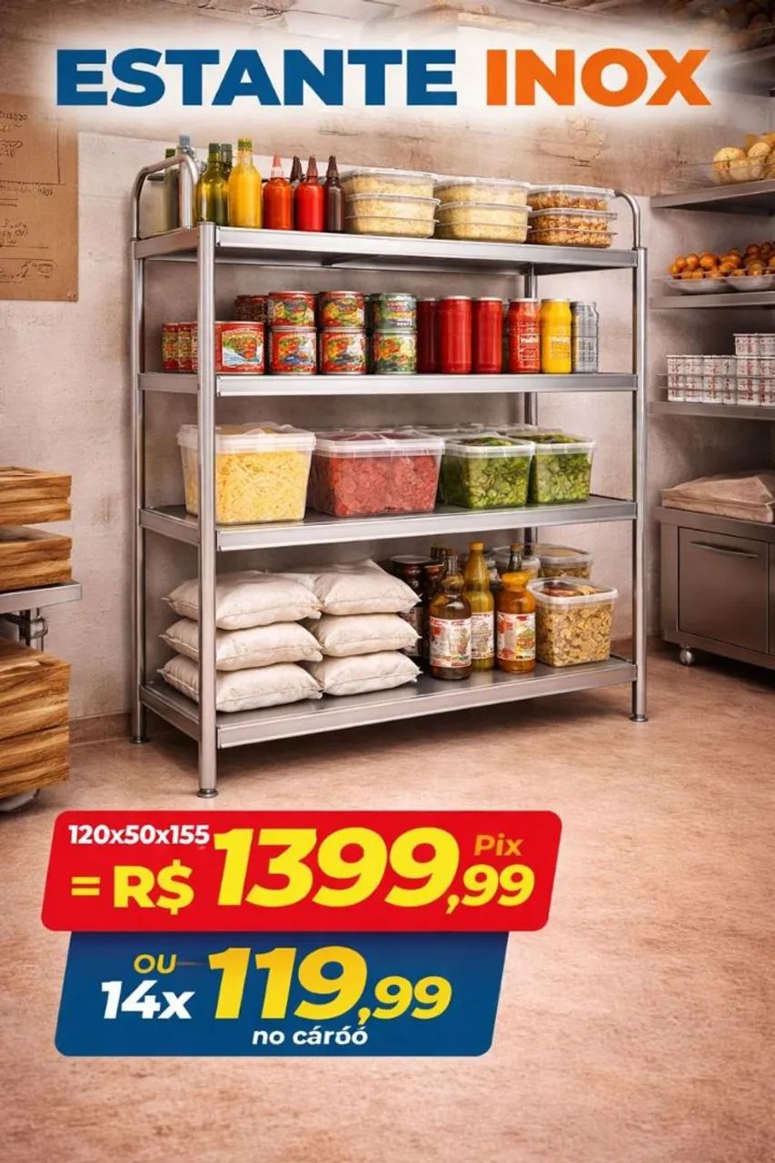 Estante inox 120x155 JM  Sônia 