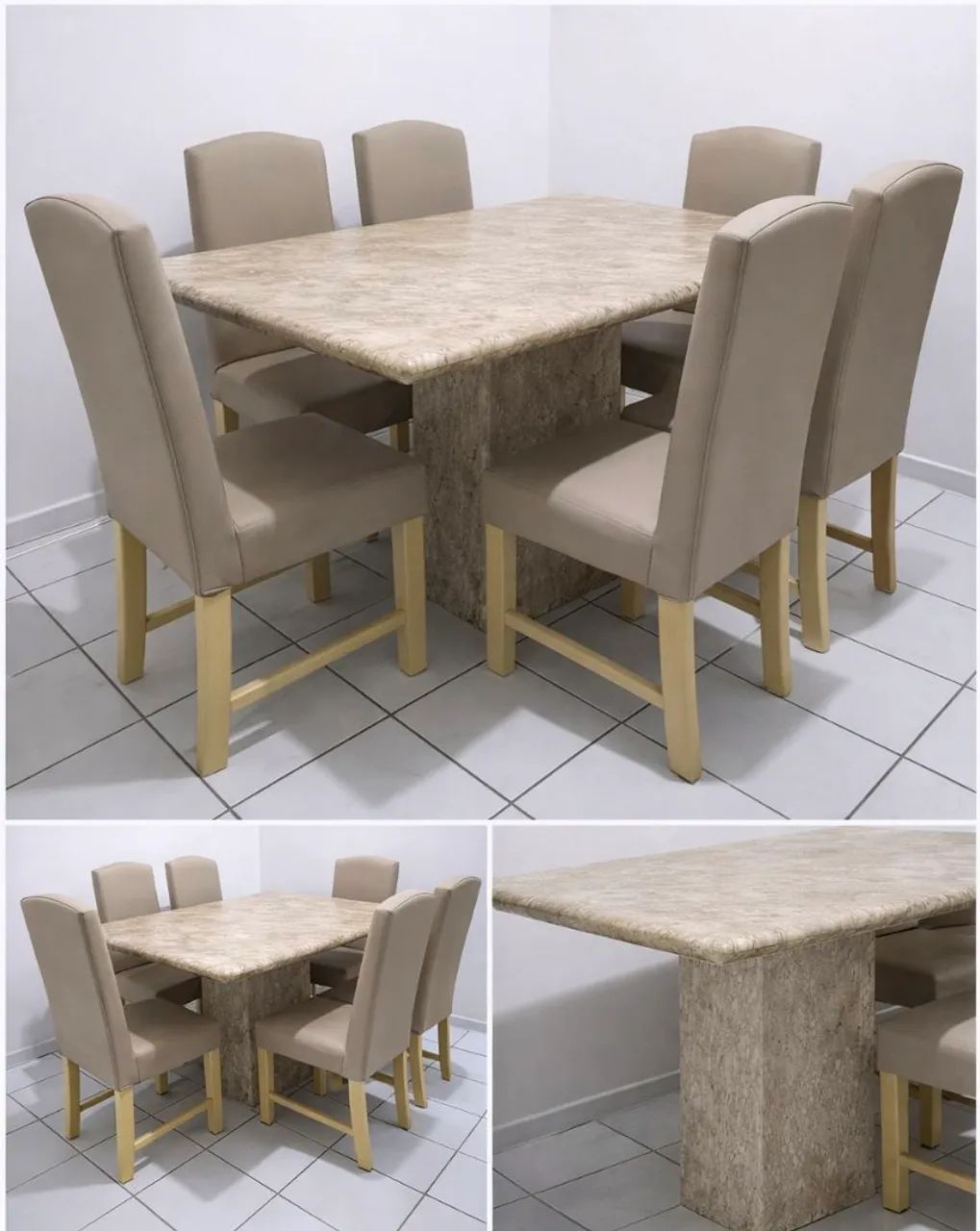 Mesa de Mármore com 6 Cadeiras - Excelente Estado