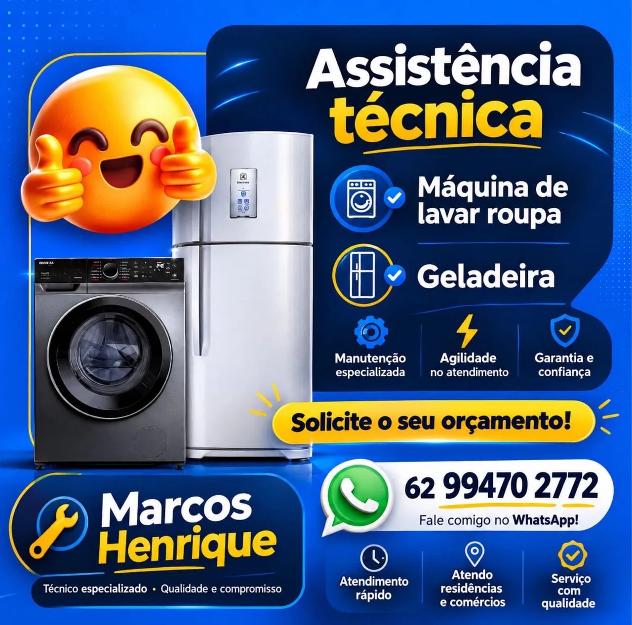 Conserto de máquina de lavar roupa e geladeira 