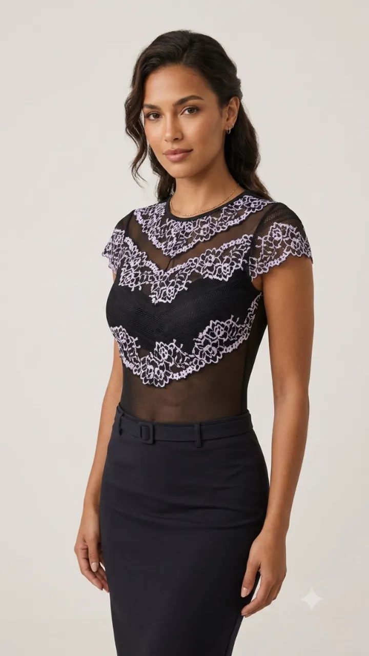 Body renda preto