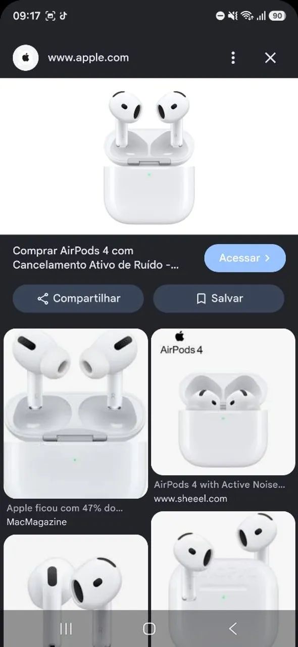 Fone de iphone  aipords 4 com cancelamento de ruido