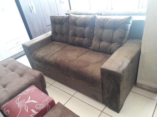 Atenção!!Receba No Mesmo Dia Lindo Sofa 3 Lugares Com Almofadas (Novo) - Foto 2