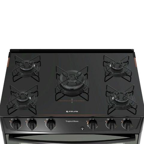 Fogão Atlas 5 Bocas Tropical Glass Com Tripla Chama Preto Bivolt *NOVO - Foto 4