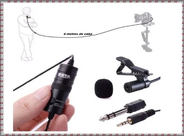 Microfone de lapela boya By-M1 com cabo de 6 metros