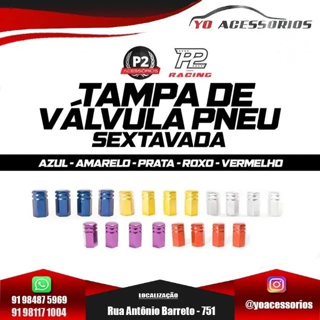 Kit Tampa Válvula Sextavada Para Pneu De Carro 4pçs