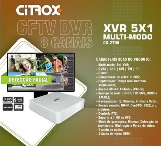[Segurança] Gravador Dvr Citrox 8ch Full Hd 5x1 Cx-2708 + 5 Câmeras Dome 4x1 - Foto 4