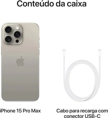 Iphone 15 Pro Max 256gb E-sim 5g Tela 6.7 Titanium Natural A2849