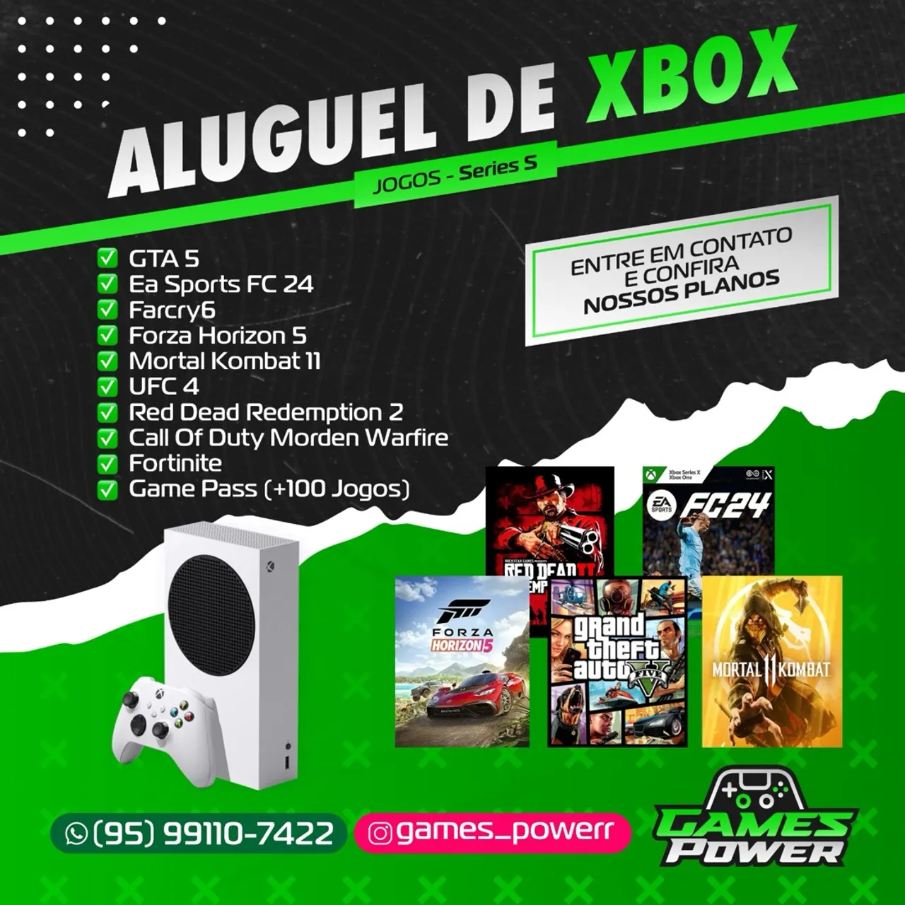 Aluguel de video games (Ps4, Xbox one s e Xbox series S/X)