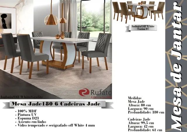 sala mesa jantar tampo de vidro com 6 cadeiras 