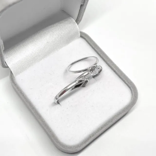  Alianças de prata legítima 2mm com anel solitário