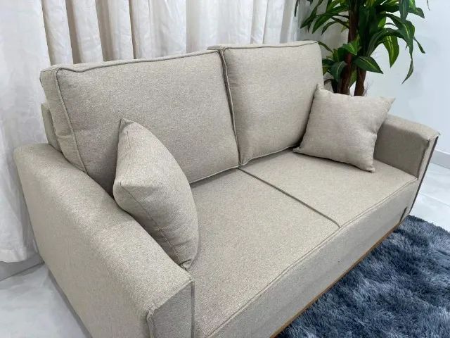 Sofá 2 lugares Slim 1.40m Linho Bege Até 12x S/ Juros  - Foto 4