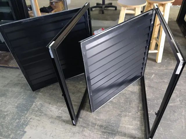 Portinhola de alumínio veneziana ventilada, sob medida, linha suprema, branca,preto fosco - Foto 6