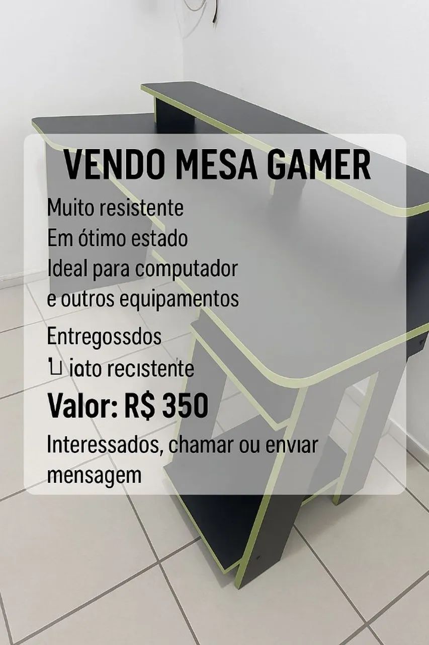 Mesa Gamer - Resistente e em ótimo estado