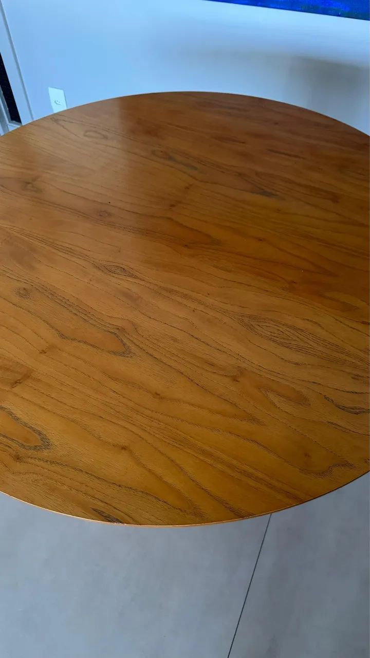 Mesa de jantar redonda em lâmina de madeira 64840795017986121