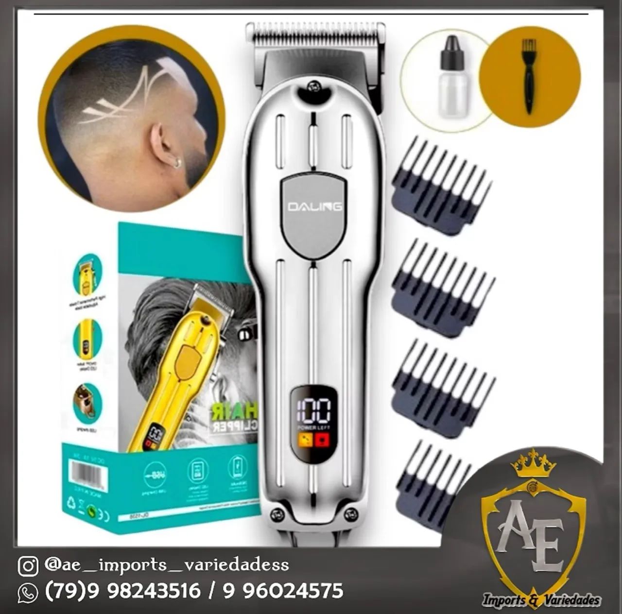 Máquina de Cortar Cabelo Profissional Daling - Nova!