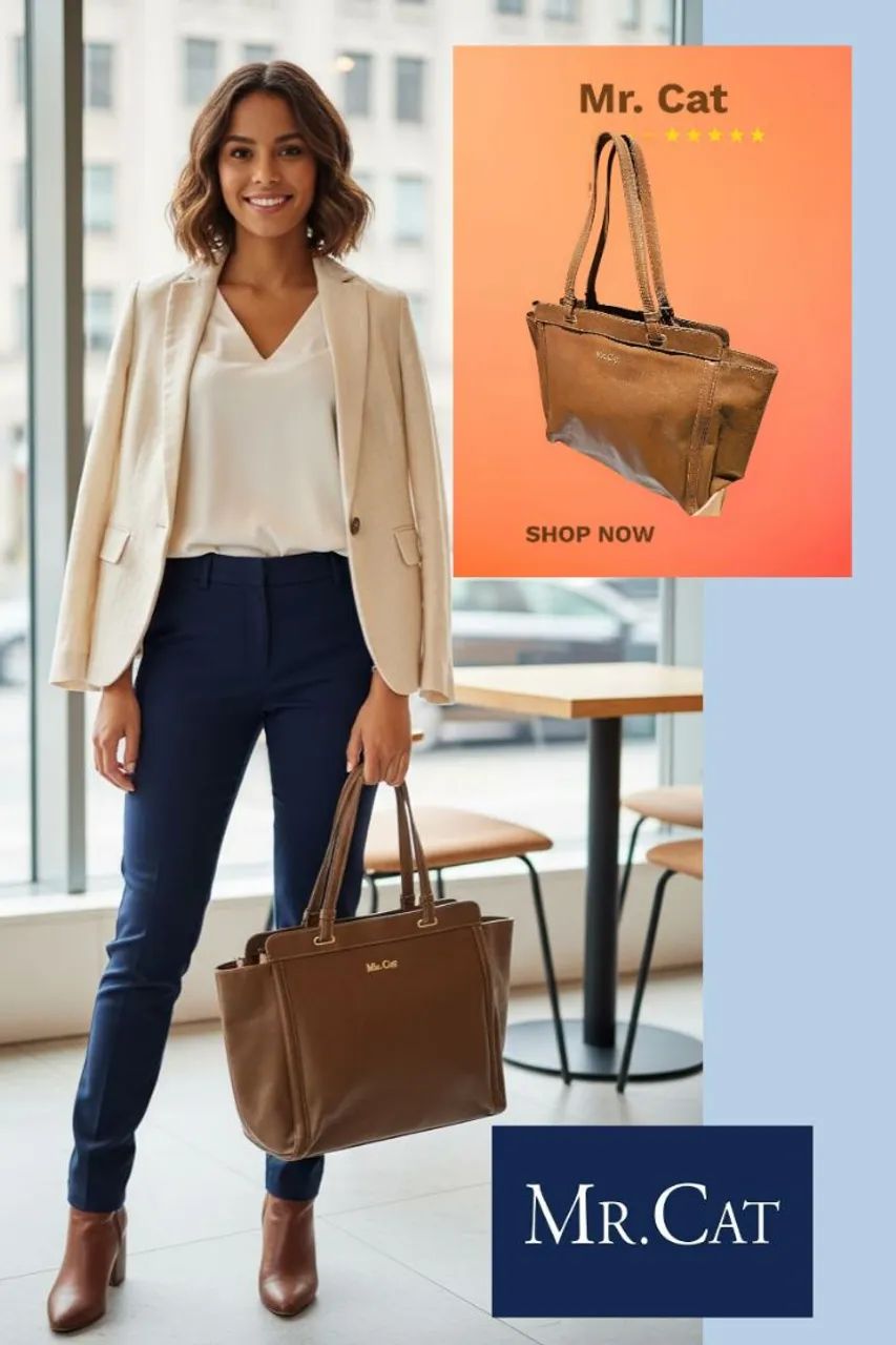 Bolsa de Ombro Mr. Cat Marrom