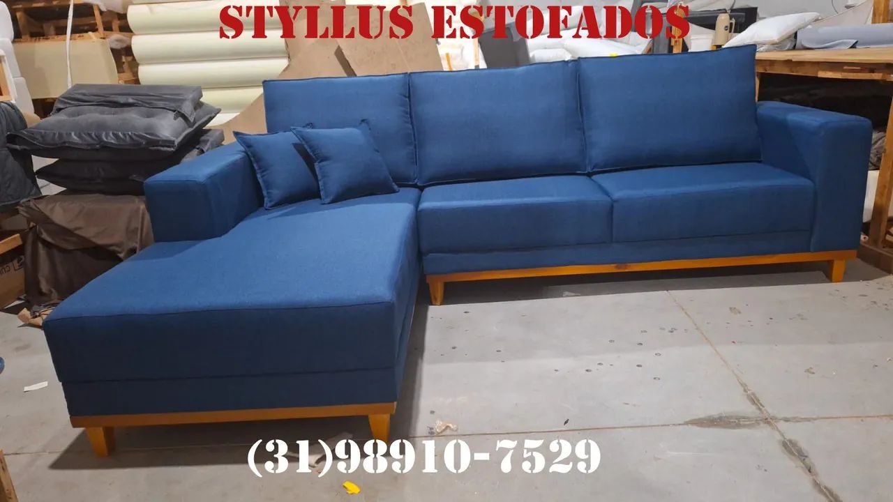 Sofá de canto base de madeira de luxo 