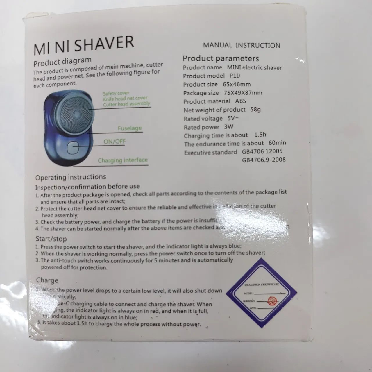 Mini Barbeador Elétrico Portátil P10 - Novo!