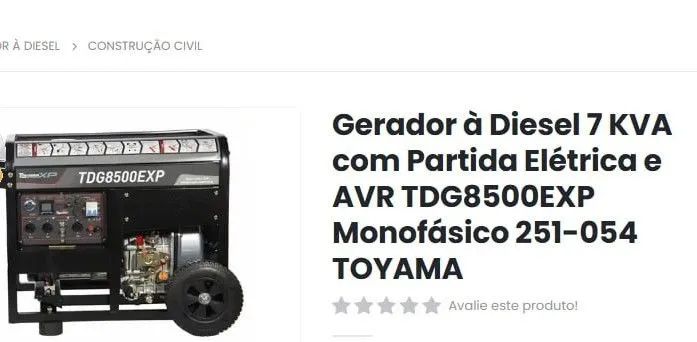 Gerador Toyama 7KVA a diesel monofásico novo!  - Foto 3