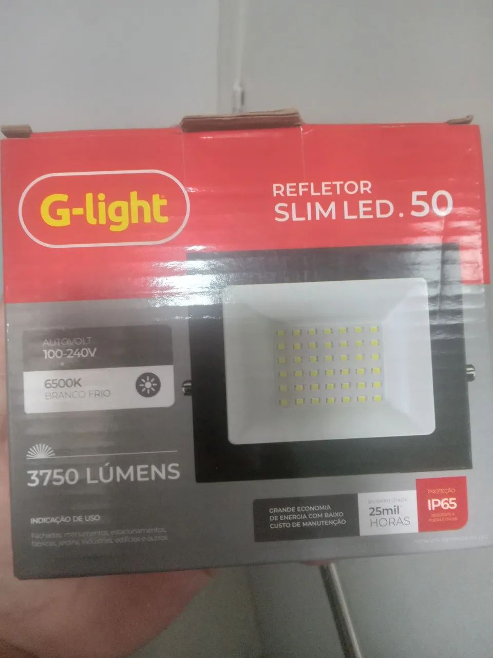 Refletor Slim LED 50W G-Light 3750 Lúmens Branco Frio