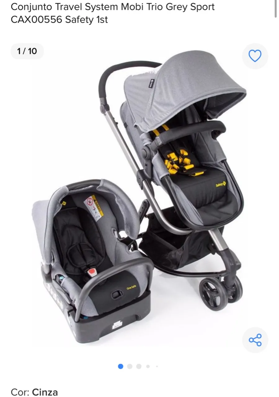 Carrinho Travel System Mobi Trio Grey Sport Safety 1st