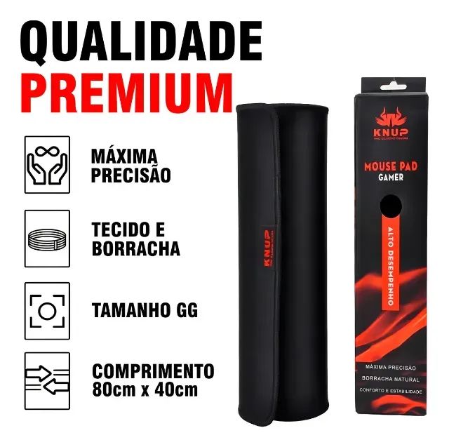 Mousepad Gamer Extra Grande 80x40cm Superfície Speed Preto - Foto 2