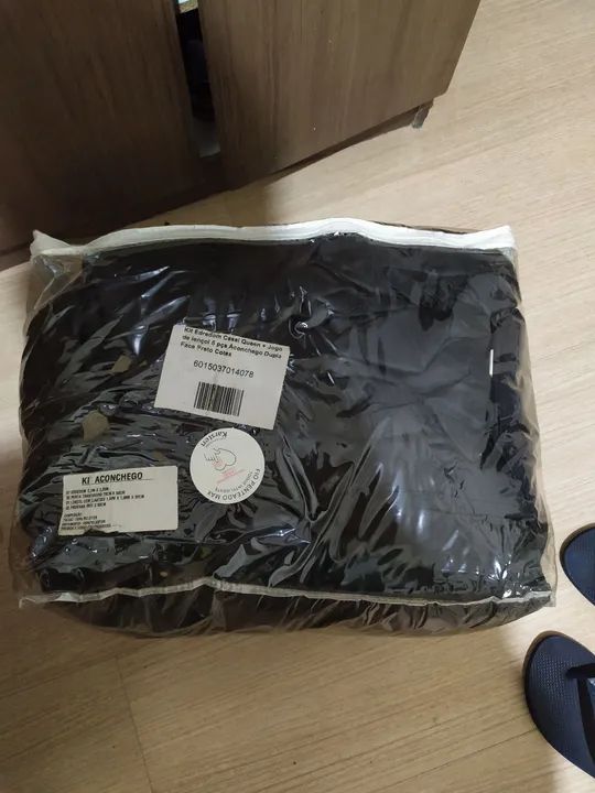 Edredom Casal Queen Jogo de Lençol 5 Peças Aconchego Dupla Face Preto Celeste