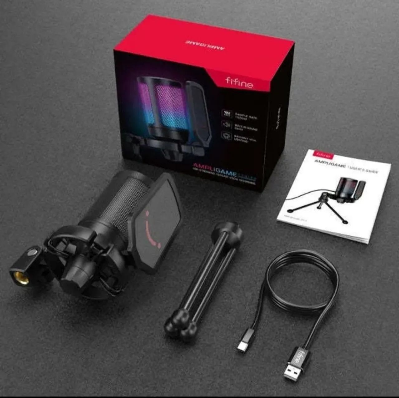 Microfone Fifine com Iluminação RGB e Tripé - Foto 3