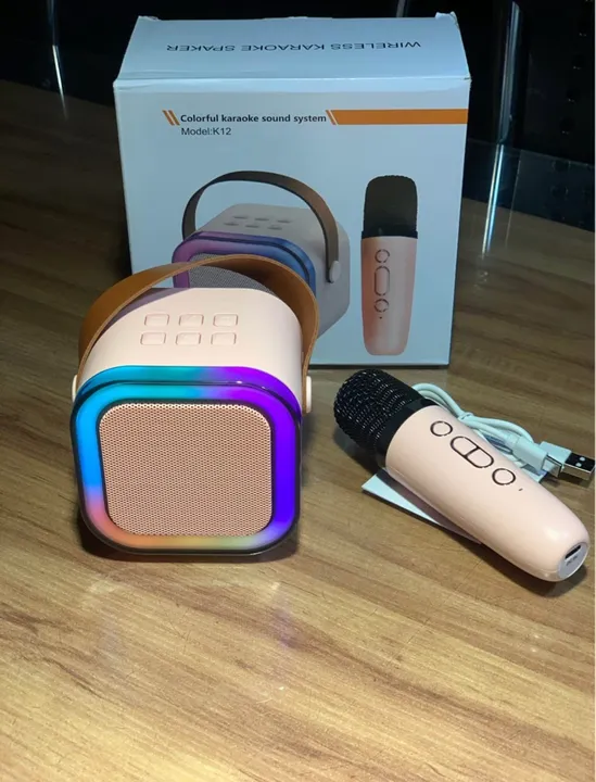 Caixa de som Karaokê com microfone sem fio Bluetooth