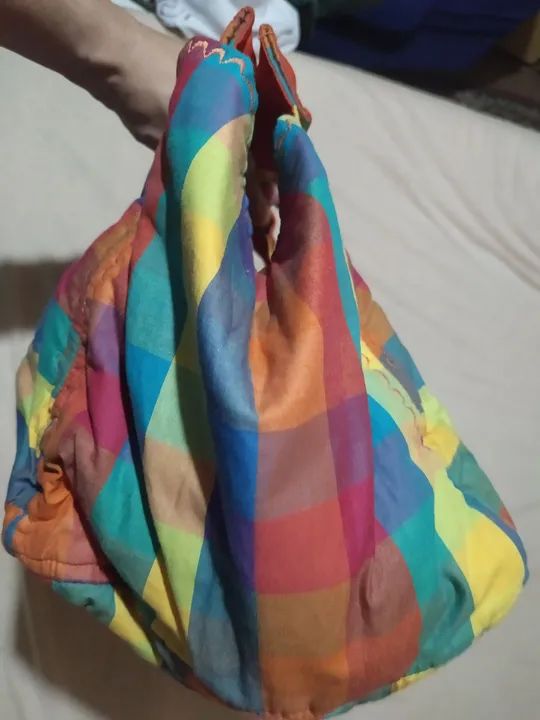 Bolsa de mão xadrez colorida - Foto 4