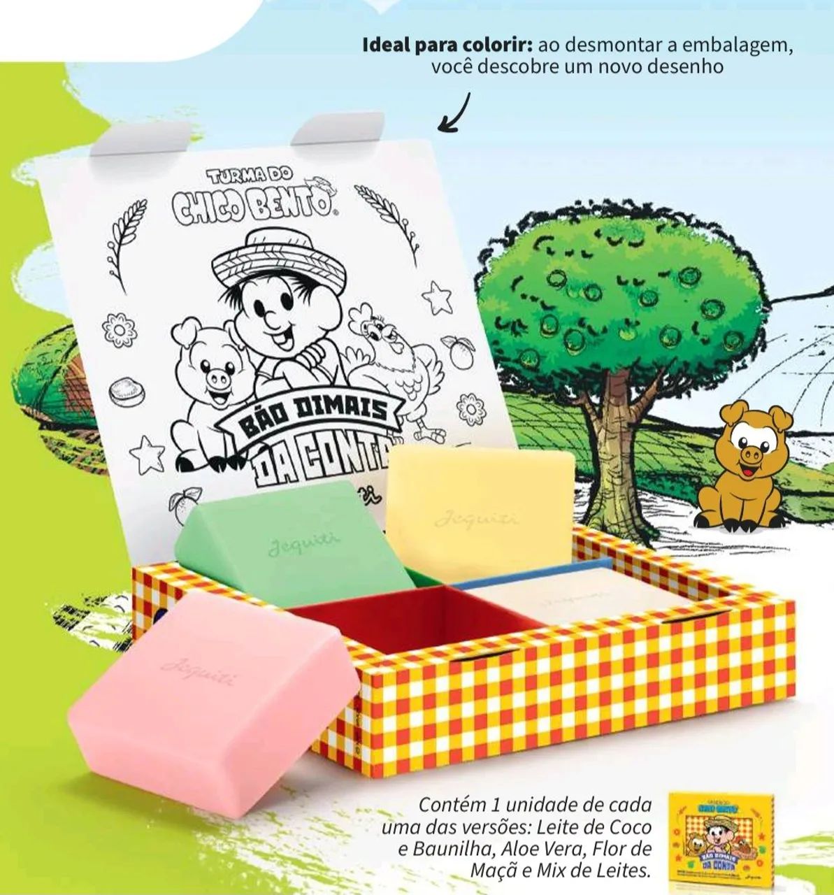 Kit com 4 Sabonetes  Chico Bento Turma da Mônica 