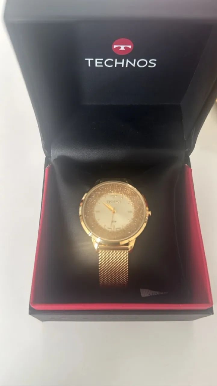 Relógio Technos cristal dourado 