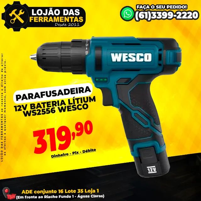 Parafusadeira 12v Bateria Lítium Ws2556 Wesco