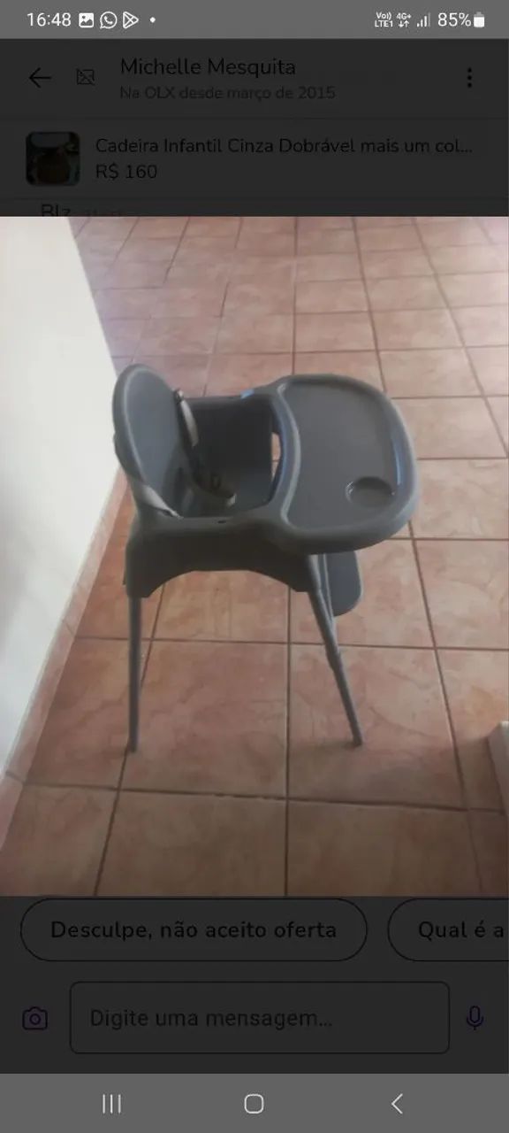 Cadeira Infantil Cinza Dobrável mais um colchão de criança com dois traviseiro  - Foto 5