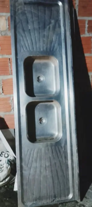 Pia de cozinha em aço inox - 2 cubas - 2 peças